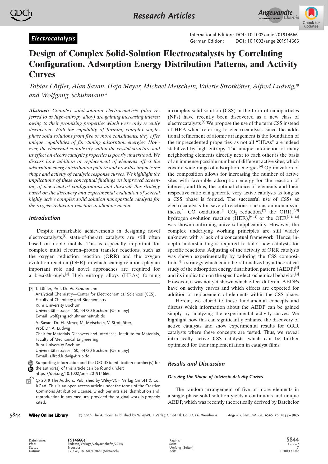 Design of Complex SolidâSolution Electrocatalysts by Correlating Configuration, Adsorption Energy Distribution Patterns, and Activity Curves by Unknown
