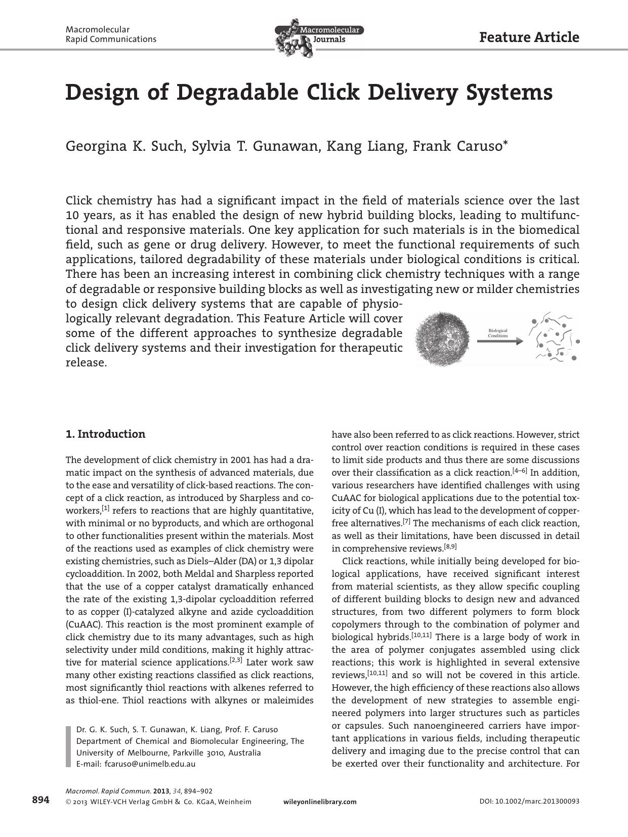 Design of Degradable Click Delivery Systems by wbpm