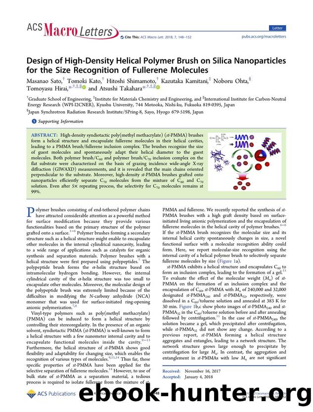 Design of High-Density Helical Polymer Brush on Silica Nanoparticles for the Size Recognition of Fullerene Molecules by unknow