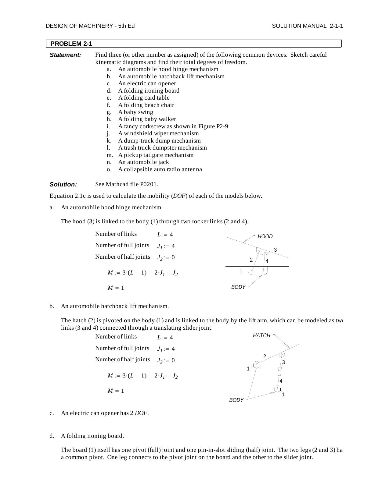 Design of Machinery - SOLUTIONS MANUAL by Robert L. Norton