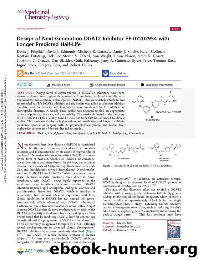 Design of Next-Generation DGAT2 Inhibitor PF-07202954 with Longer Predicted Half-Life by unknow