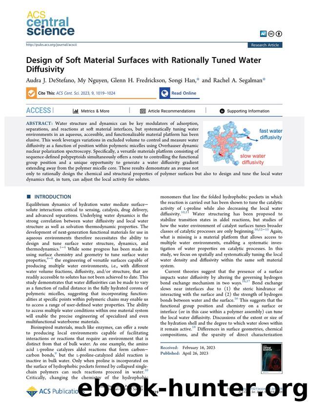 Design of Soft Material Surfaces with Rationally Tuned Water Diffusivity by unknow