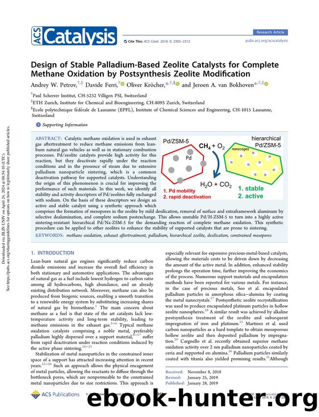 Design of Stable Palladium-Based Zeolite Catalysts for Complete Methane Oxidation by Postsynthesis Zeolite Modification by Andrey W. Petrov Davide Ferri Oliver Kröcher & Jeroen A. van Bokhoven