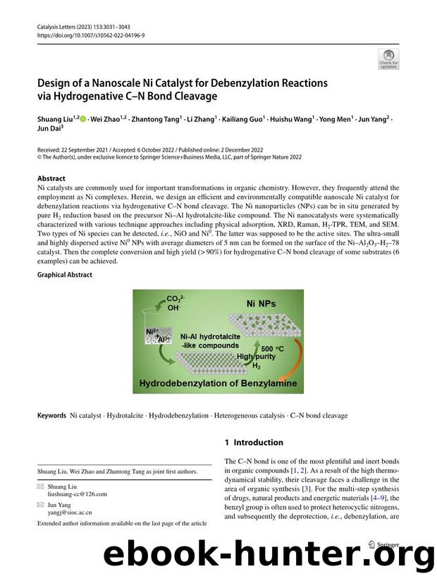 Design of a Nanoscale Ni Catalyst for Debenzylation Reactions via Hydrogenative CâN Bond Cleavage by unknow