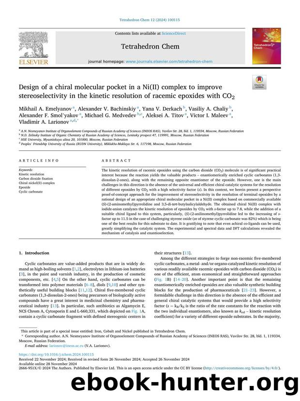 Design of a chiral molecular pocket in a Ni(II) complex to improve stereoselectivity in the kinetic resolution of racemic epoxides with CO2 by unknow