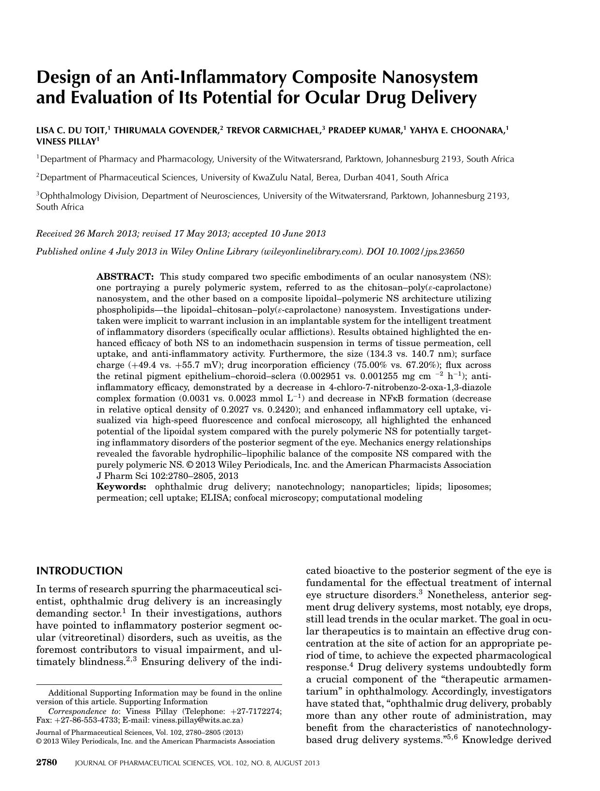 Design of an antiinflammatory composite nanosystem and evaluation of its potential for ocular drug delivery by User-F283