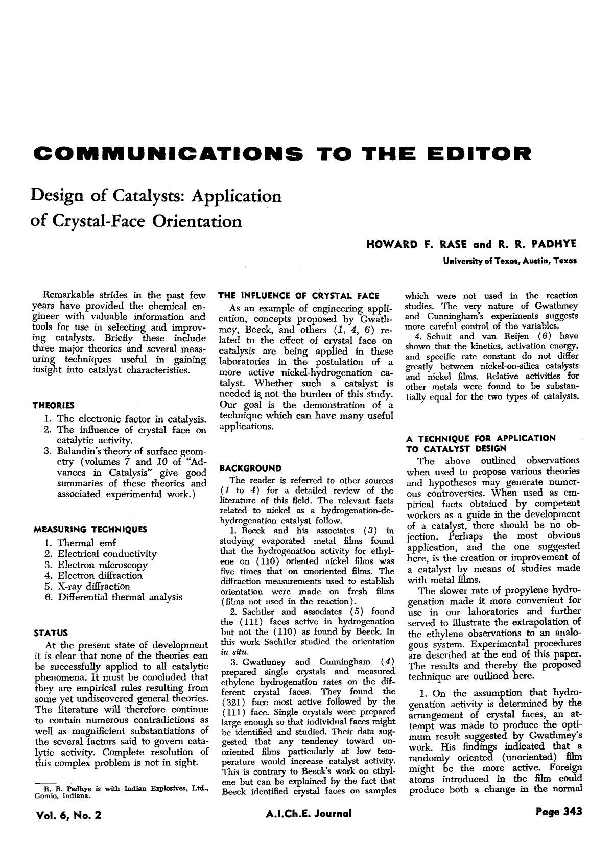 Design of catalysts: Application of crystal-face orientation by Unknown
