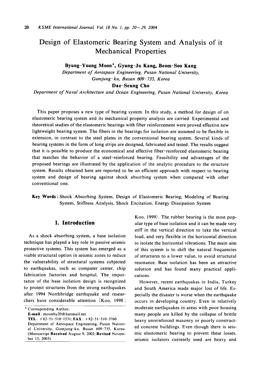 Design of elastomeric bearing system and analysis of it mechanical properties by Unknown