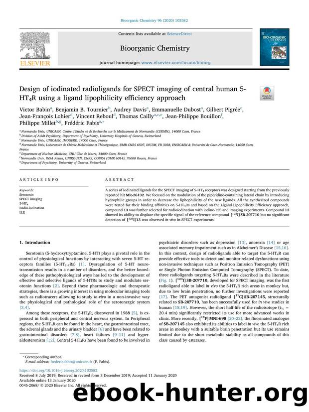 Design of iodinated radioligands for SPECT imaging of central human 5-HT4R using a ligand lipophilicity efficiency approach by unknow