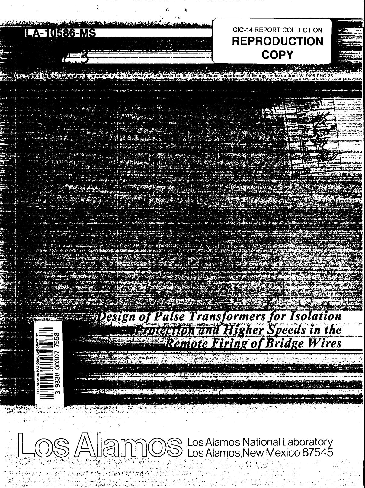 Design of pulse transformers for isolation protection and higher speeds in the remote firing of bridge wires None by LANL Research Library LWW Project