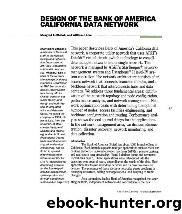 Design of the Bank of America California Data Network by Unknown