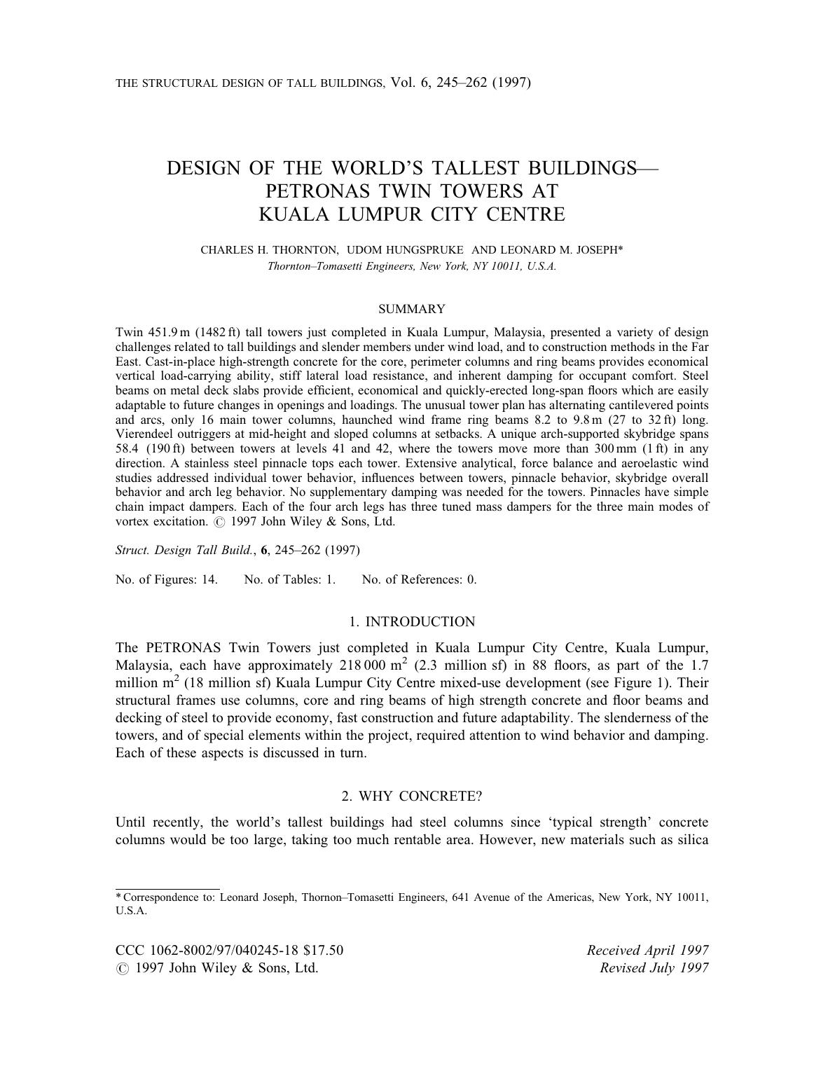 Design of the world's tallest buildings- Petronas Twin Towers at Kuala Lumpur City Centre by Unknown