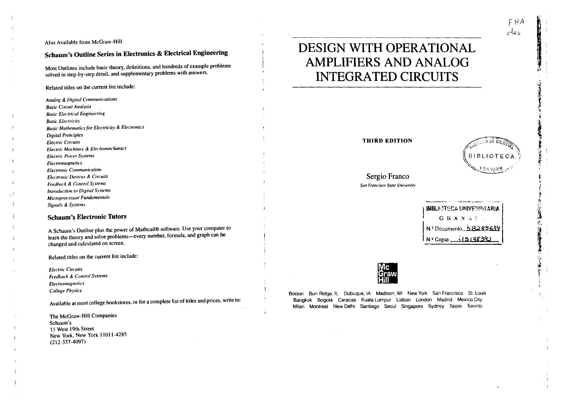 Design with Operational Amplifiers and Analog Integrated Circuits by Unknow