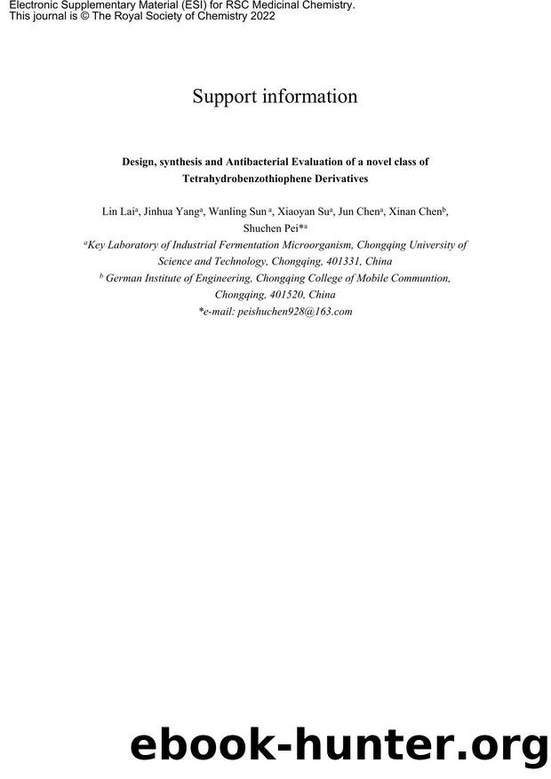 Design, Synthesis and Anti-Bacterial Evaluation of Tetrahydrobenzothiophene Derivatives as lipopolysaccharide biogenesis inhibitors by 阳 南风