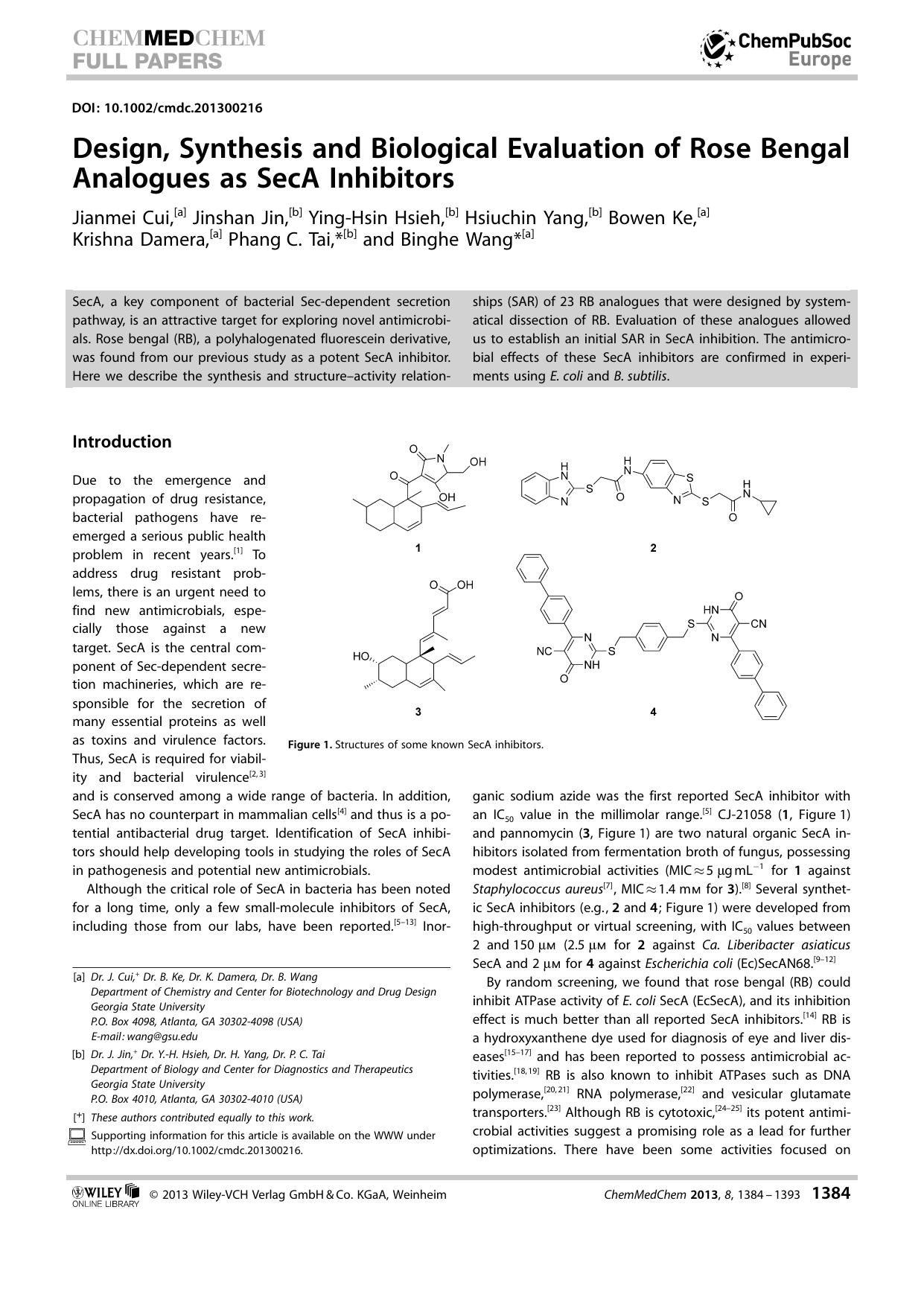 Design, Synthesis and Biological Evaluation of Rose Bengal Analogues as SecA Inhibitors by Unknown