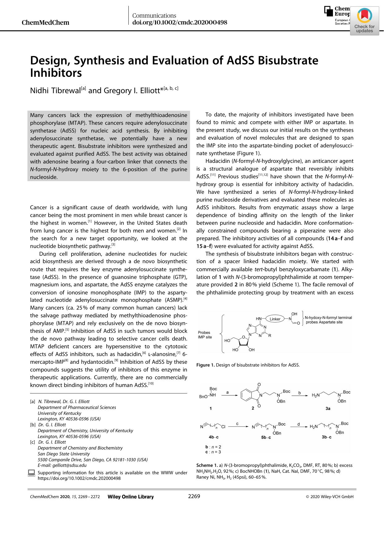 Design, Synthesis and Evaluation of AdSS Bisubstrate Inhibitors by Unknown
