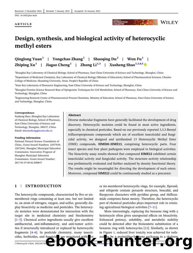 Design, Synthesis, and Biological Activity of Heterocyclic Methyl Esters by Unknown