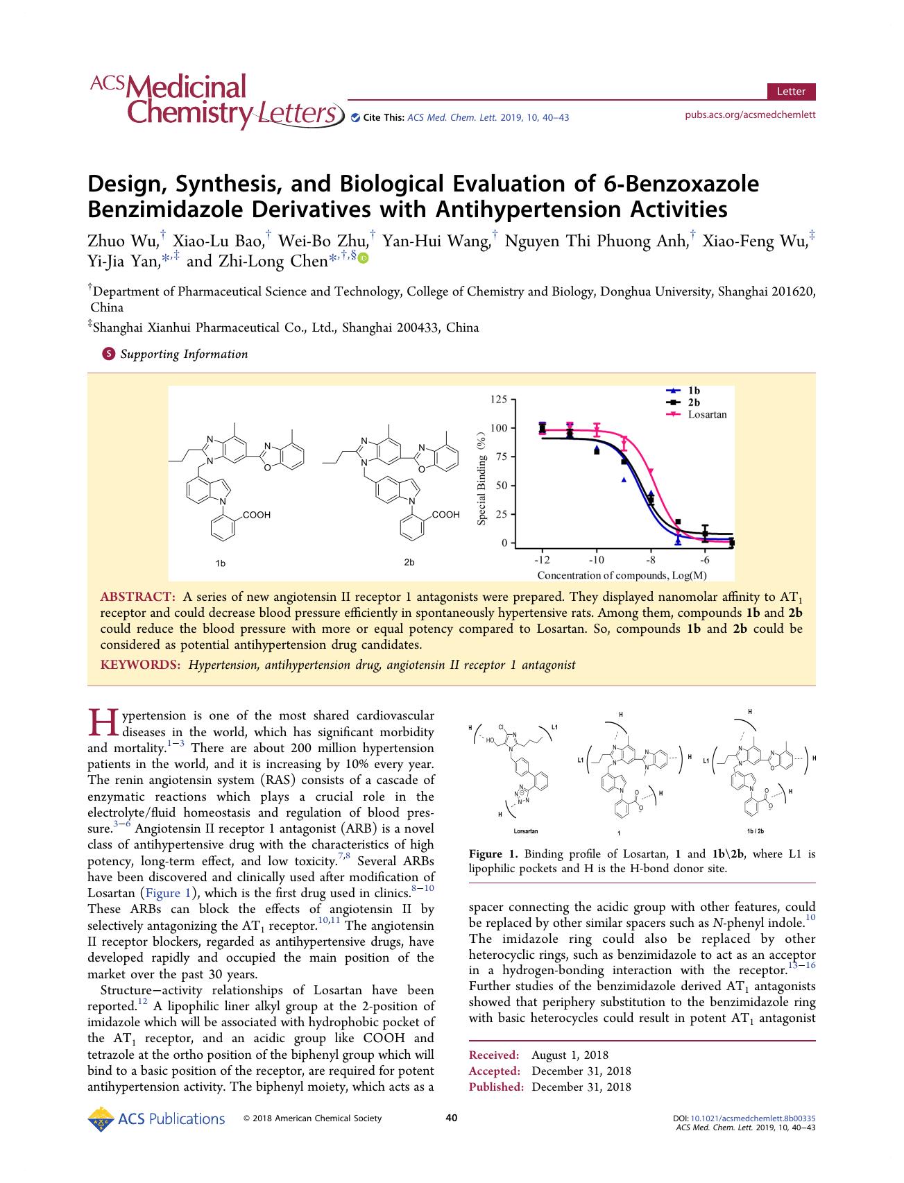 Design, Synthesis, and Biological Evaluation of 6-Benzoxazole Benzimidazole Derivatives with Antihypertension Activities by unknow