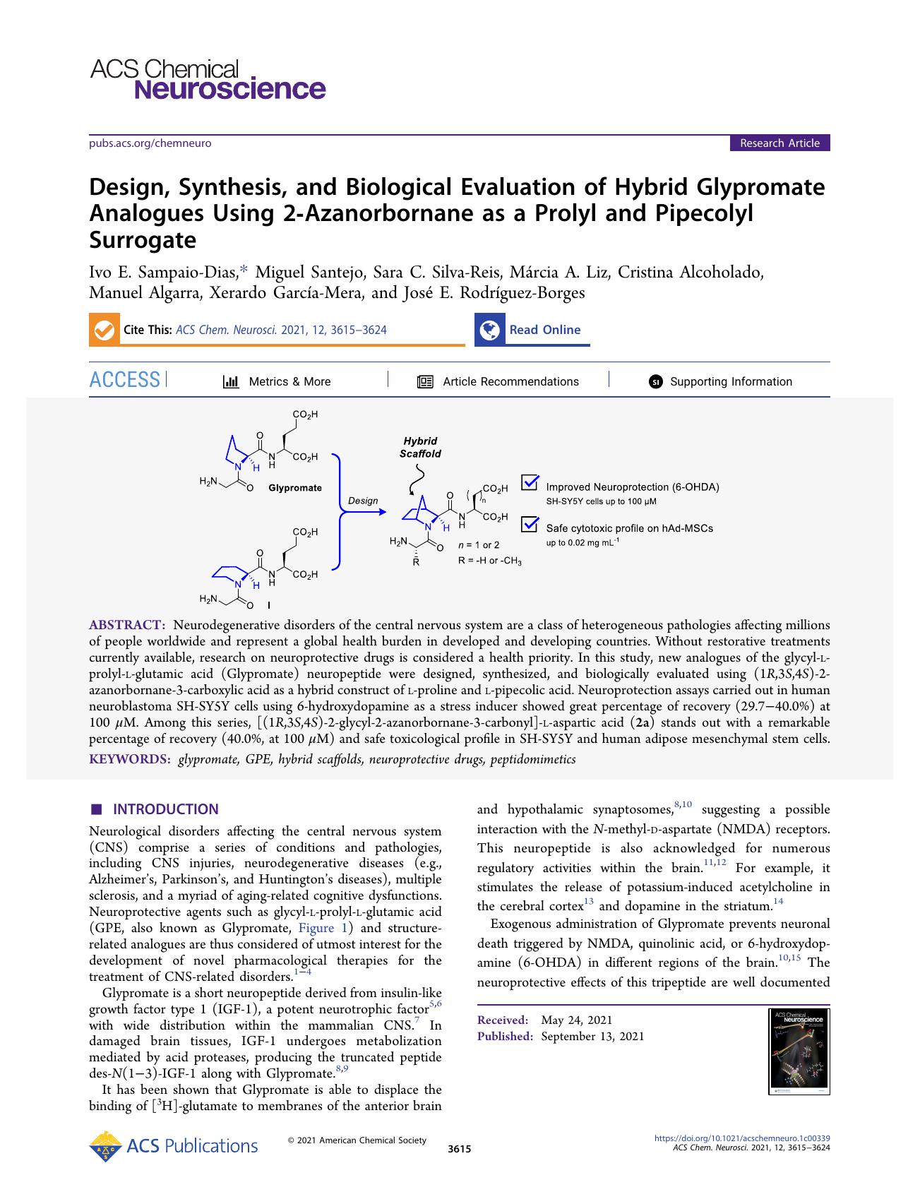 Design, Synthesis, and Biological Evaluation of Hybrid Glypromate Analogues Using 2-Azanorbornane as a Prolyl and Pipecolyl Surrogate by unknow