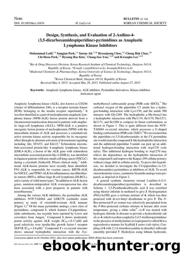 Design, Synthesis, and Evaluation of 2-Anilino-4-(3,5-dicarboxamidespiperidine)-pyrimidines as Anaplastic Lymphoma Kinase Inhibitors by Unknown