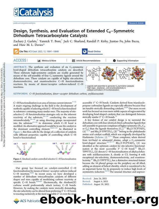 Design, Synthesis, and Evaluation of Extended C4âSymmetric Dirhodium Tetracarboxylate Catalysts by unknow