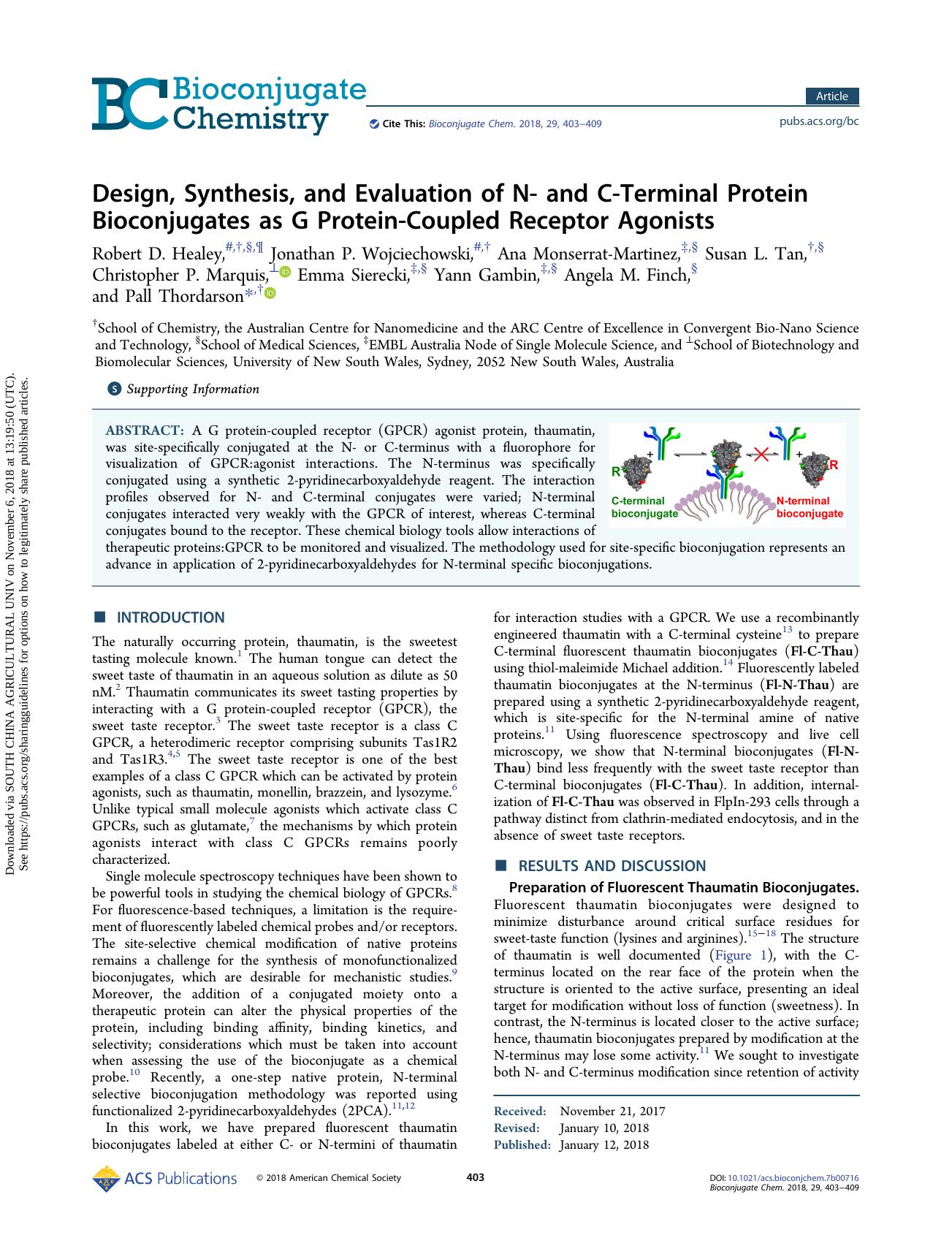 Design, Synthesis, and Evaluation of N- and C-Terminal Protein Bioconjugates as G Protein-Coupled Receptor Agonists by unknow