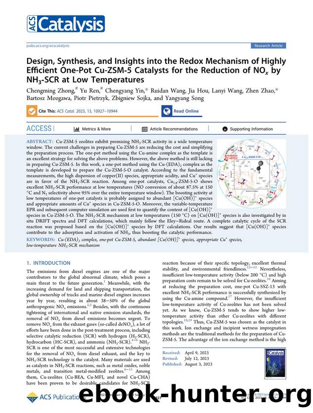 Design, Synthesis, and Insights into the Redox Mechanism of Highly Efficient One-Pot Cu-ZSM-5 Catalysts for the Reduction of NOx by NH3-SCR at Low Temperatures by unknow