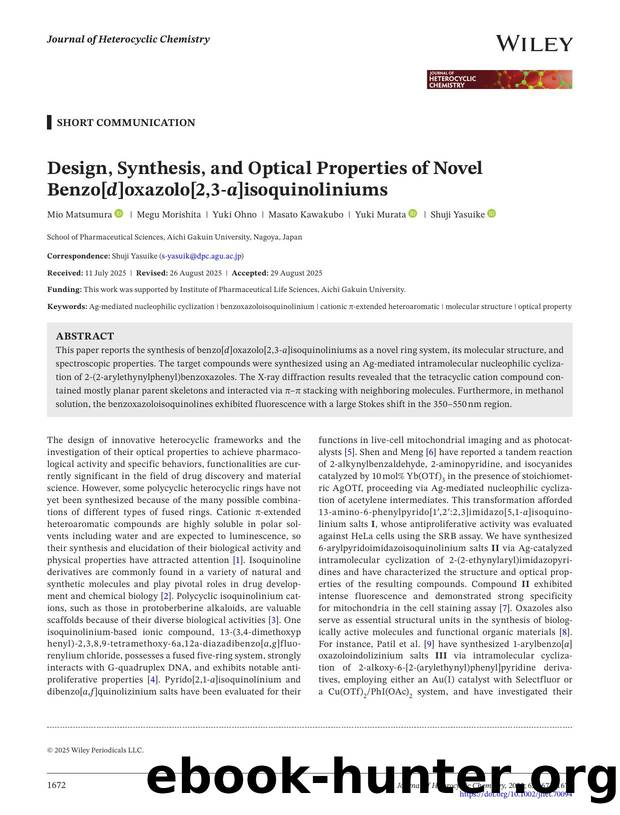 Design, Synthesis, and Optical Properties of Novel Benzo[d]âoxazolo[2,3âa]isoquinoliniums by Unknown