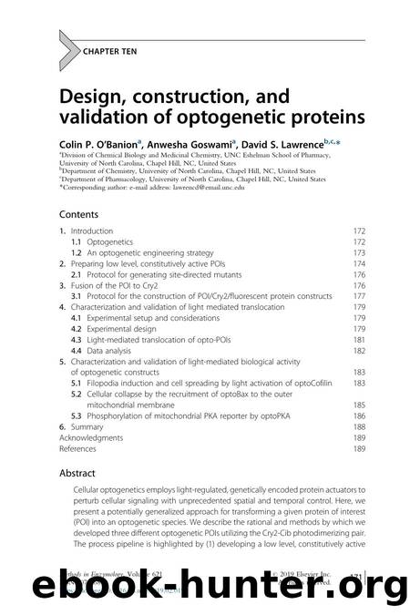 Design, construction, and validation of optogenetic proteins by Colin P. O'Banion & Anwesha Goswami & David S. Lawrence