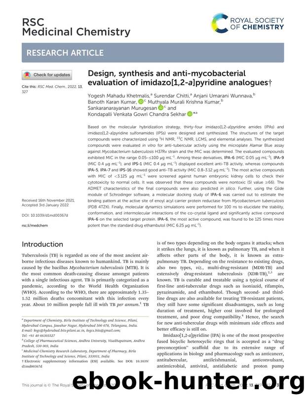 Design, synthesis and anti-mycobacterial evaluation of imidazo[1,2-a]pyridine analogues by unknow