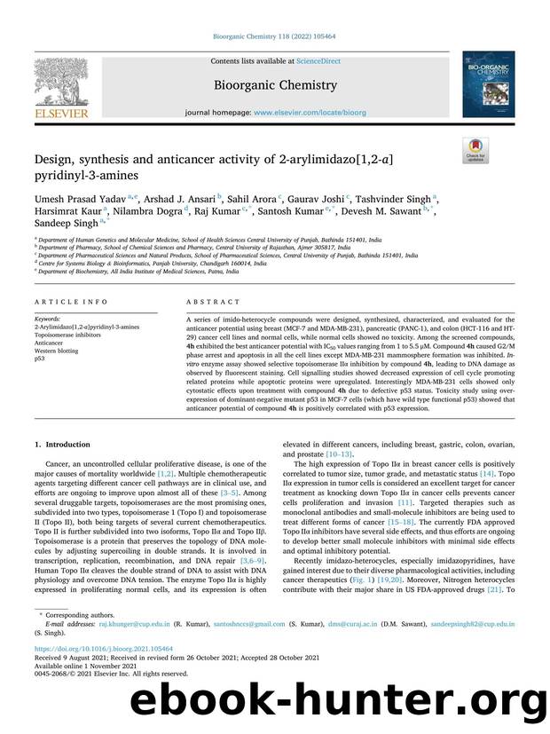 Design, synthesis and anticancer activity of 2-arylimidazo[1,2- a ]pyridinyl-3-amines by unknow
