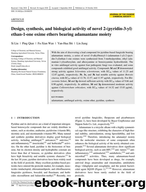 Design, synthesis and biological activity of novel 2-(pyridin-3-yl)ethan-1-one oxime ethers bearing adamantane moiety by Unknown