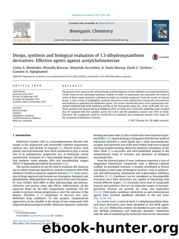 Design, synthesis and biological evaluation of 1,3-dihydroxyxanthone derivatives: Effective agents against acetylcholinesterase by unknow
