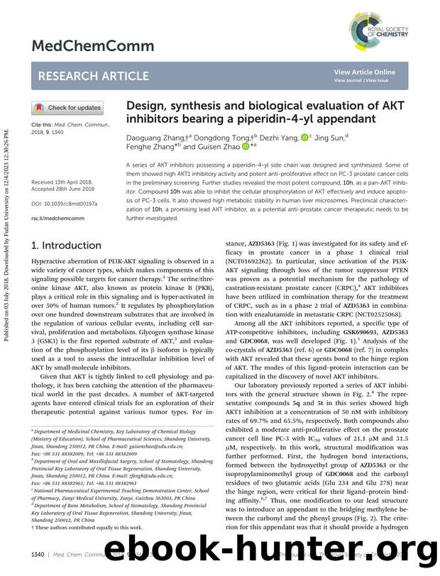 Design, synthesis and biological evaluation of AKT inhibitors bearing a piperidin-4-yl appendant by Daoguang Zhang & Dongdong Tong & Dezhi Yang & Jing Sun & Fenghe Zhang & Guisen Zhao