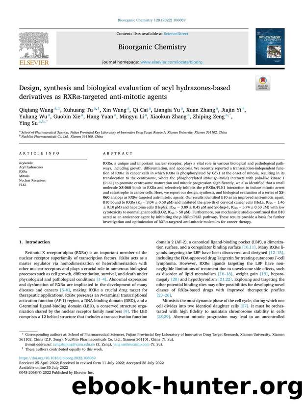 Design, synthesis and biological evaluation of acyl hydrazones-based derivatives as RXRÎ±-targeted anti-mitotic agents by unknow