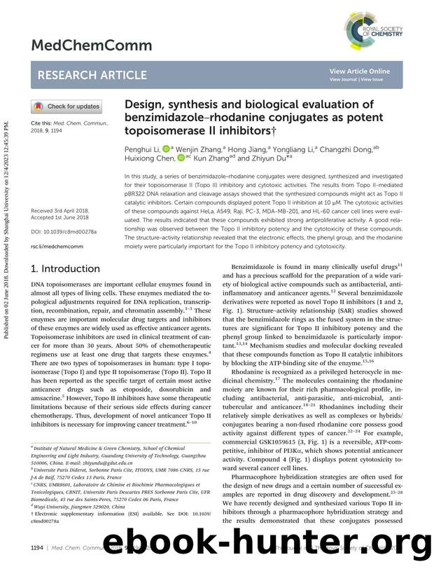 Design, synthesis and biological evaluation of benzimidazoleârhodanine conjugates as potent topoisomerase II inhibitors by unknow