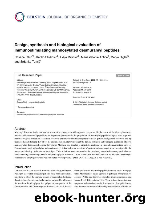 Design, synthesis and biological evaluation of immunostimulating mannosylated desmuramyl peptides by unknow