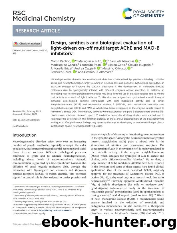 Design, synthesis and biological evaluation of light-driven onâoff multitarget AChE and MAO-B inhibitors by unknow