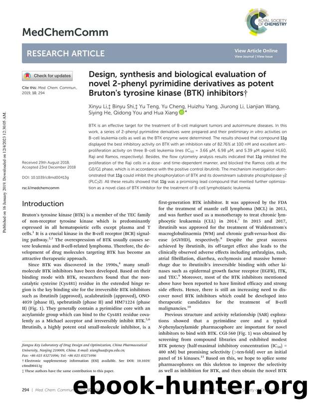 Design, synthesis and biological evaluation of novel 2-phenyl pyrimidine derivatives as potent Bruton's tyrosine kinase (BTK) inhibitors by unknow