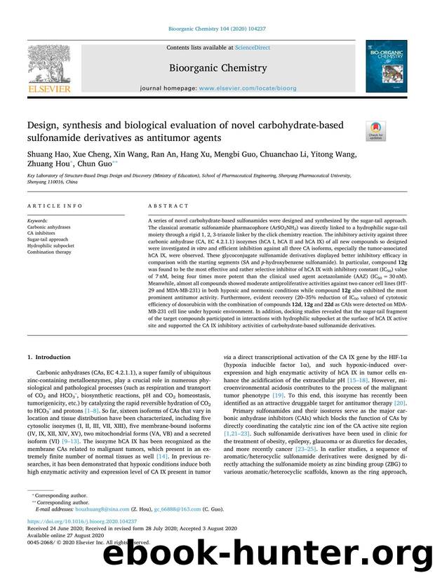 Design, synthesis and biological evaluation of novel carbohydrate-based sulfonamide derivatives as antitumor agents by unknow