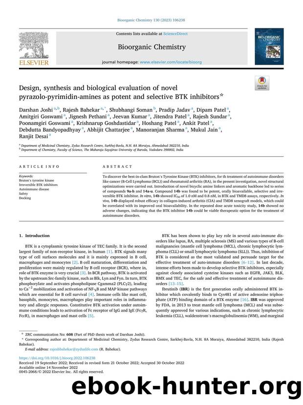 Design, synthesis and biological evaluation of novel pyrazolo-pyrimidin-amines as potent and selective BTK inhibitors by unknow