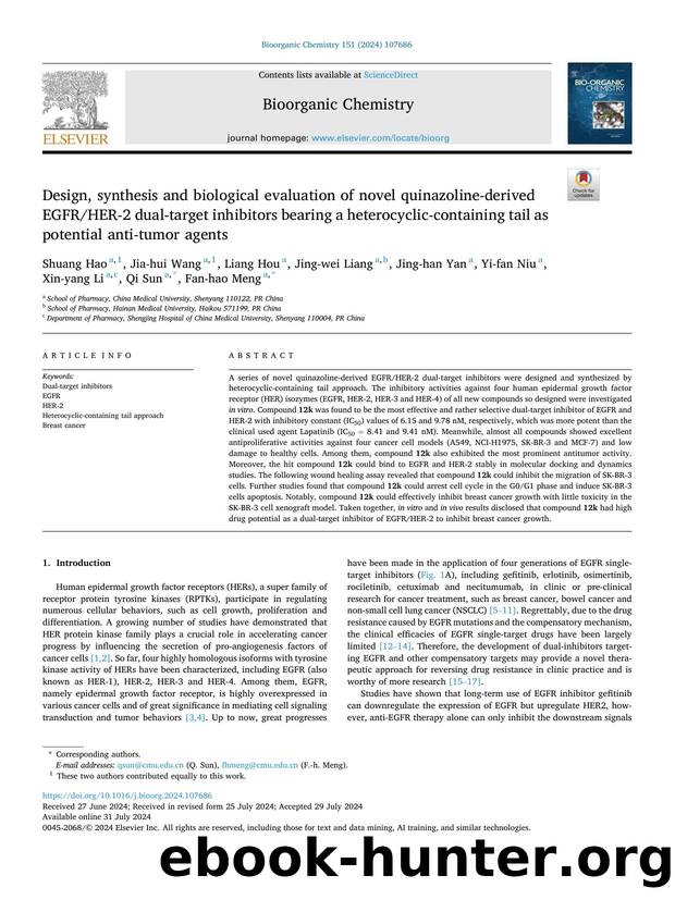 Design, synthesis and biological evaluation of novel quinazoline-derived EGFRHER-2 dual-target inhibitors bearing a heterocyclic-containing tail as potential anti-tumor agents by unknow