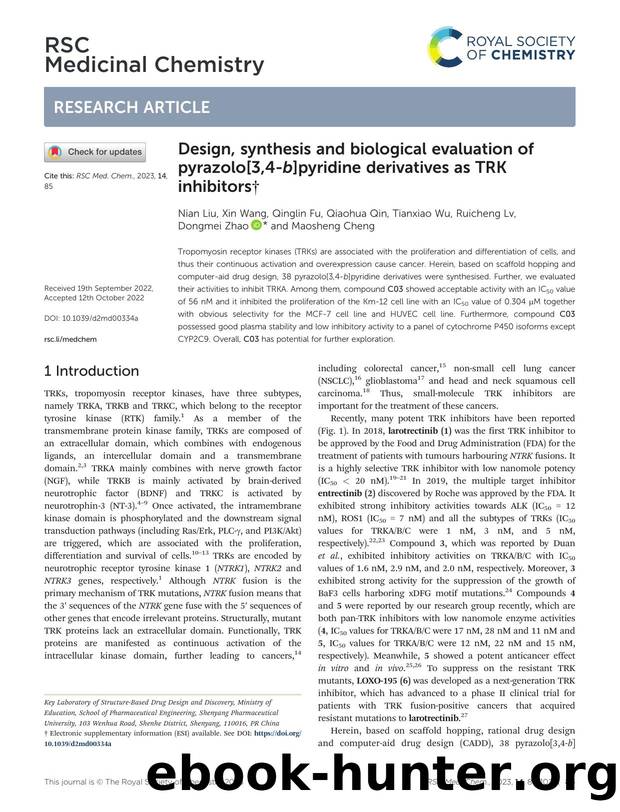 Design, synthesis and biological evaluation of pyrazolo[3,4-b]pyridine derivatives as TRK inhibitors by unknow