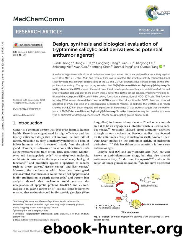 Design, synthesis and biological evaluation of tryptamine salicylic acid derivatives as potential antitumor agents by unknow