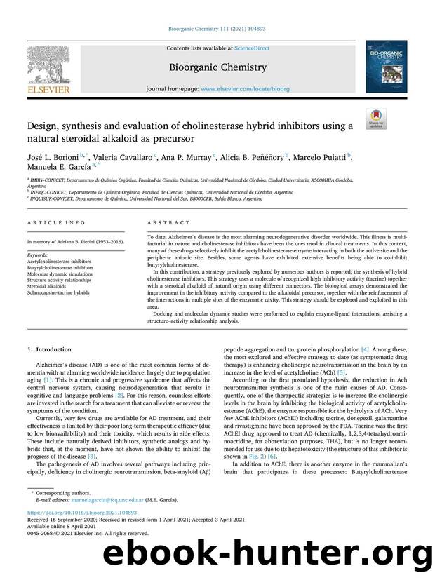 Design, synthesis and evaluation of cholinesterase hybrid inhibitors using a natural steroidal alkaloid as precursor by unknow