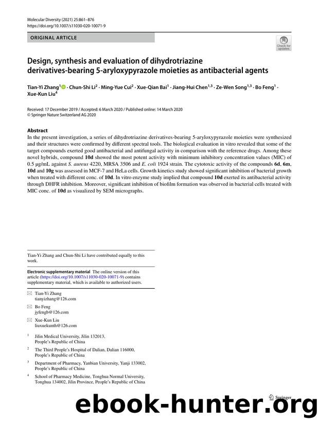 Design, synthesis and evaluation of dihydrotriazine derivatives-bearing 5-aryloxypyrazole moieties as antibacterial agents by unknow