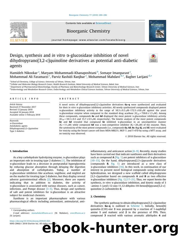 Design, synthesis and in vitro ÃÂ±-glucosidase inhibition of novel dihydropyrano[3,2-c]quinoline derivatives as potential anti-diabetic agents by unknow