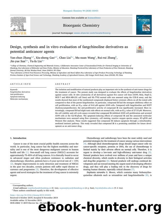 Design, synthesis and in vitro evaluation of fangchinoline derivatives as potential anticancer agents by Yan-chun Zhang & Xiu-zheng Gao & Chao Liu & Mu-xuan Wang & Rui-rui Zhang & Jin-yue Sun & Yu-fa Liu