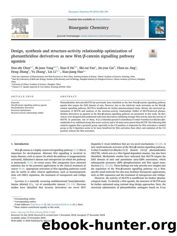 Design, synthesis and structure-activity relationship optimization of phenanthridine derivatives as new WntÎ²-catenin signalling pathway agonists by unknow
