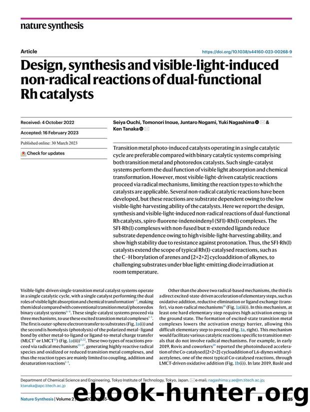 Design, synthesis and visible-light-induced non-radical reactions of dual-functional Rh catalysts by Seiya Ouchi & Tomonori Inoue & Juntaro Nogami & Yuki Nagashima & Ken Tanaka